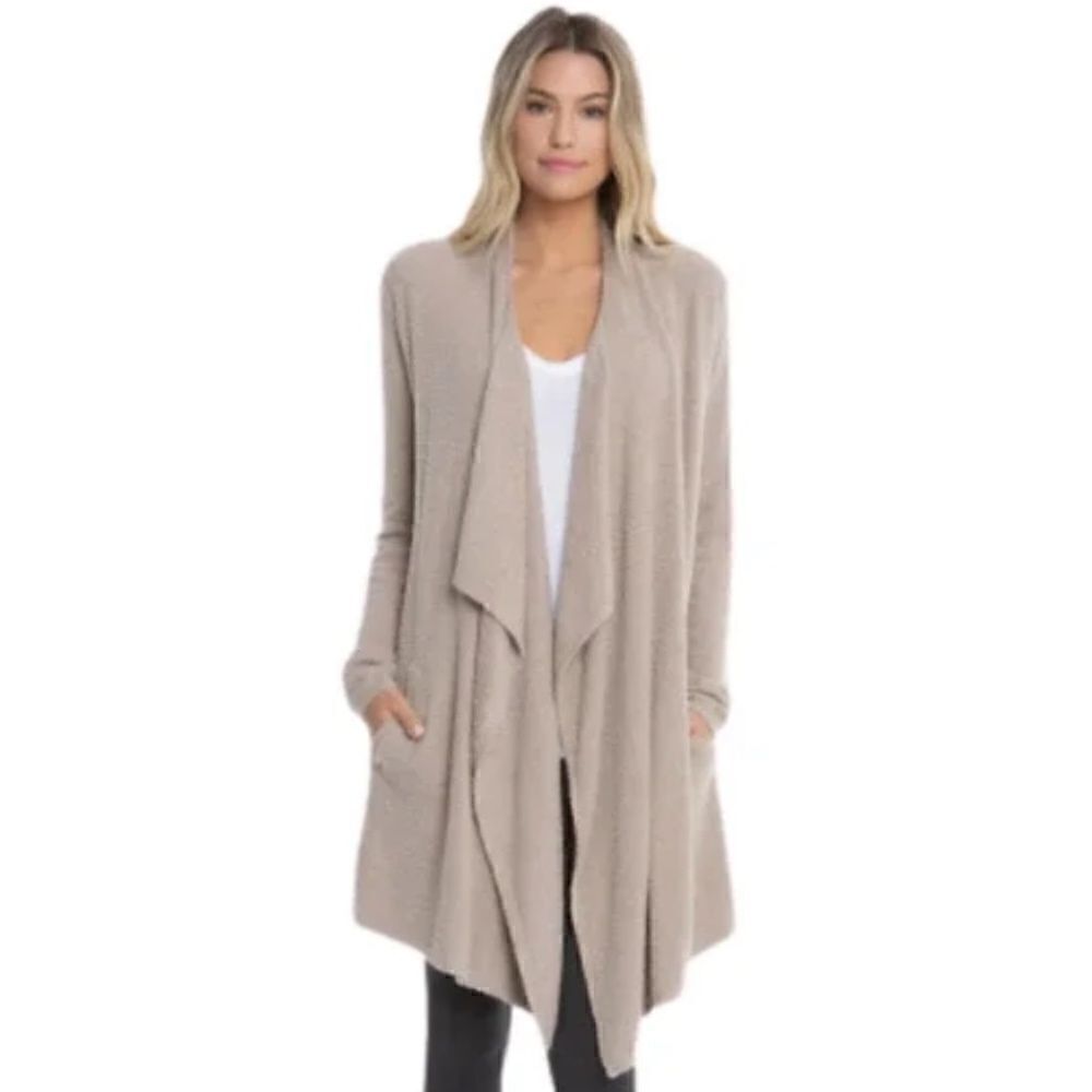 BAREFOOT DREAMS Taupe Cozychic Lite Island Wrap Sweater Cardigan Women's S/M